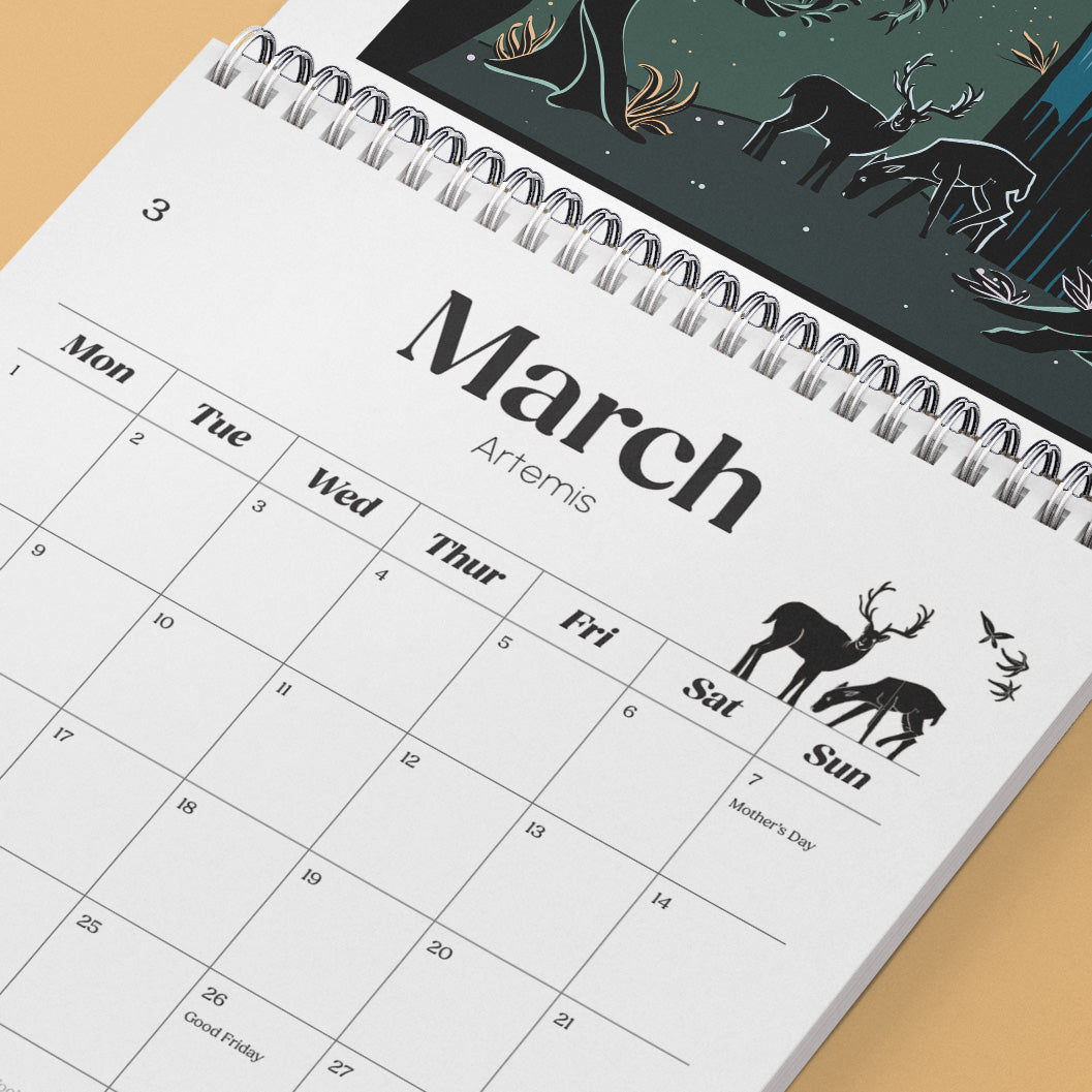 Pre Order: Illustrated A4 Greek Mythology Calendar 2027