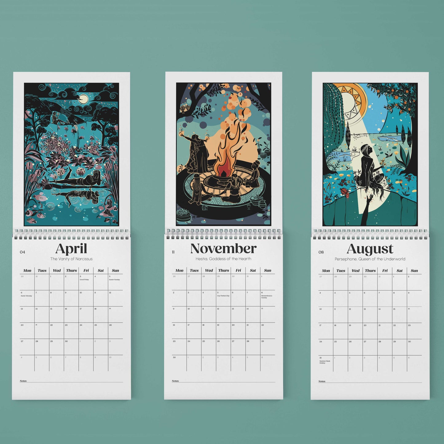 Illustrated A4 Mythology Calendar 2026
