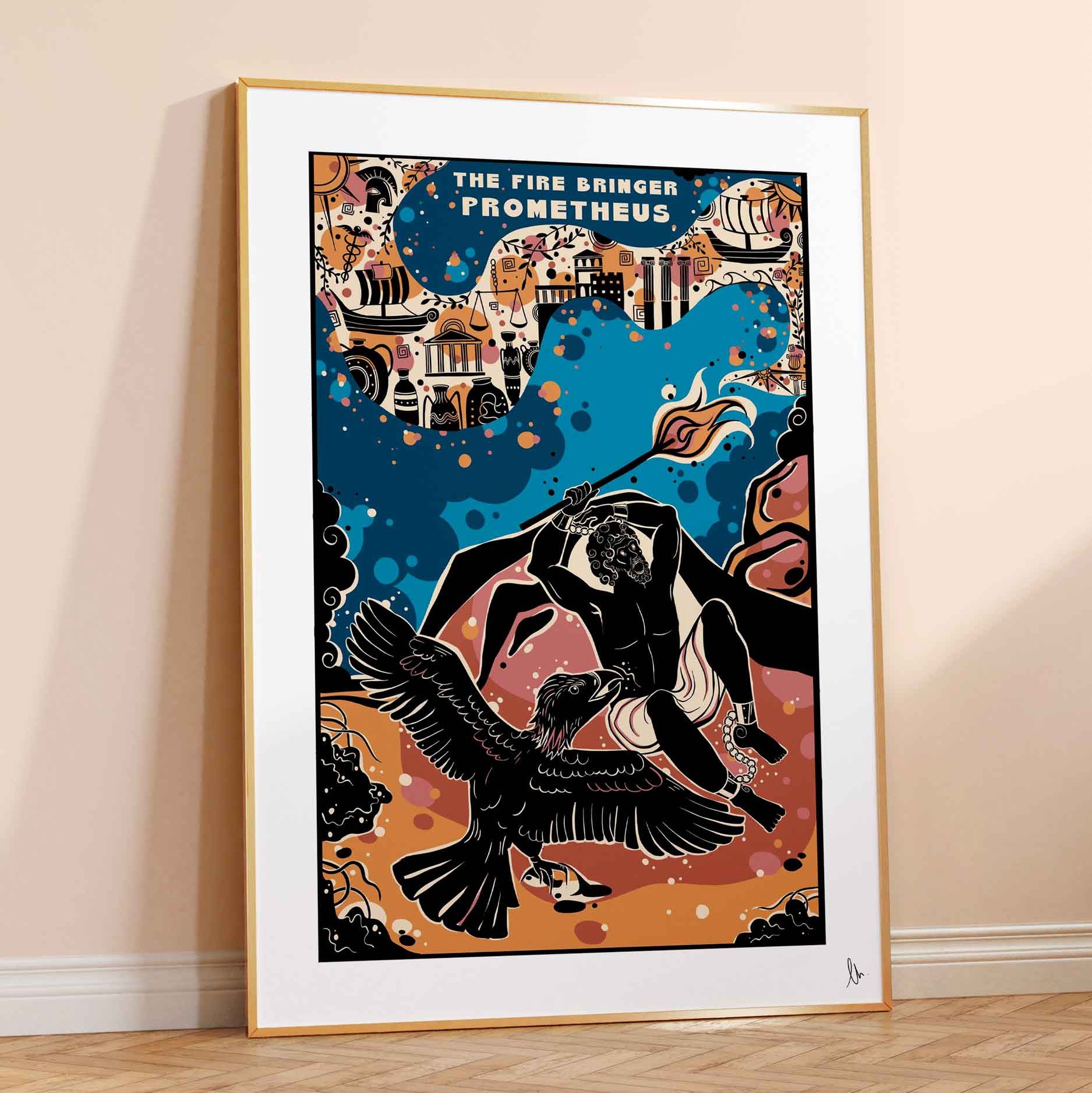 Prometheus, The Fire Bringer: Greek Mythology Wall Art by Fran