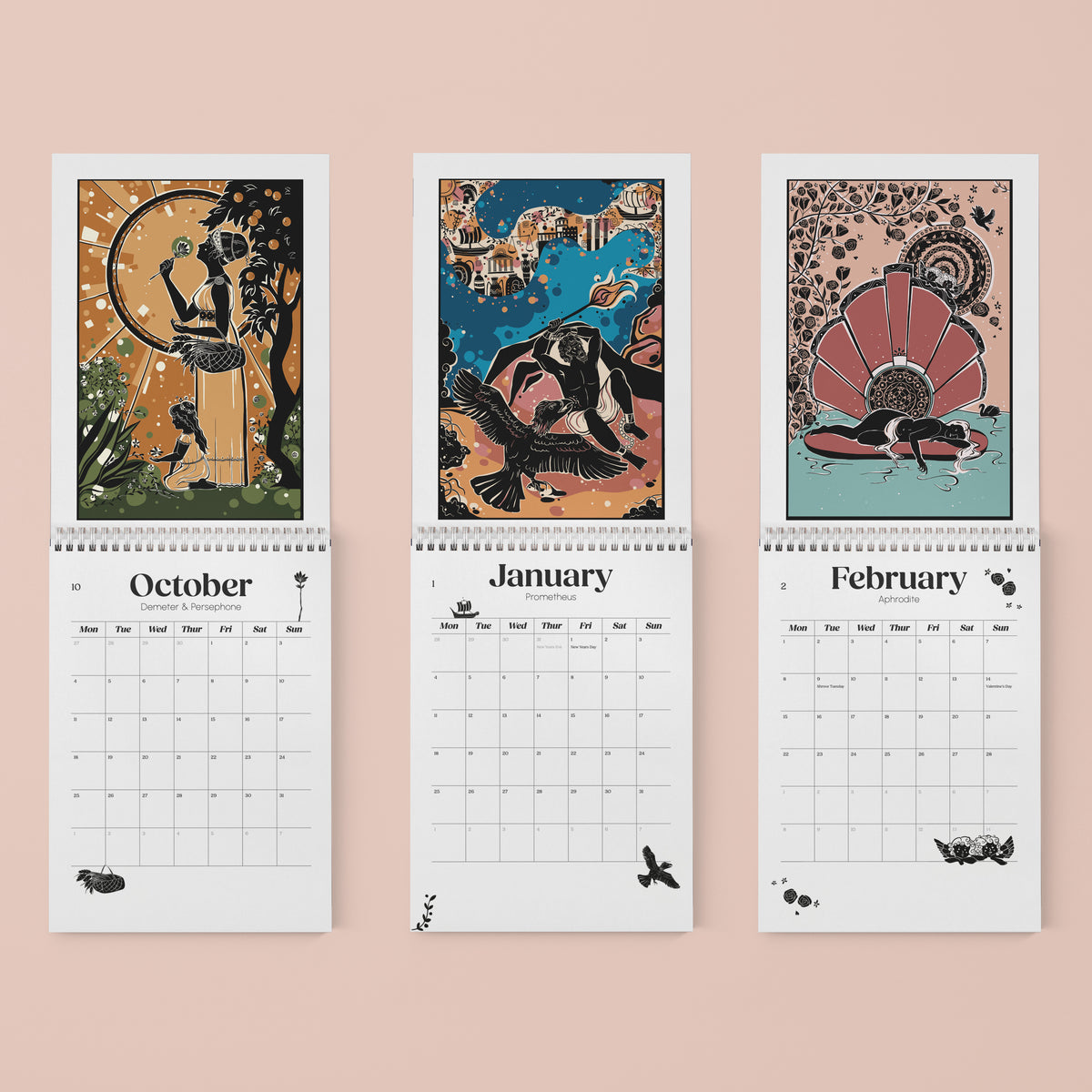 Pre Order: Illustrated A4 Greek Mythology Calendar 2027