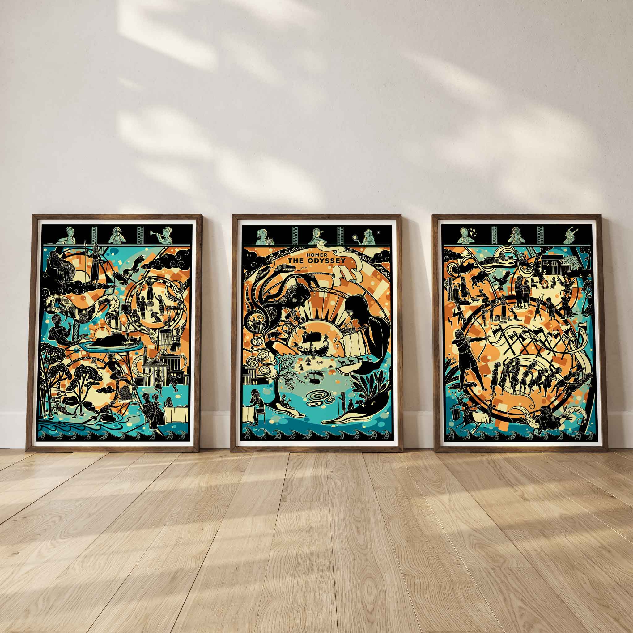 【在庫ラスト】Odyssey Genesys Edition 3点セット The Odyssey, Three Part Print Set - Greek Mythology Wall Art