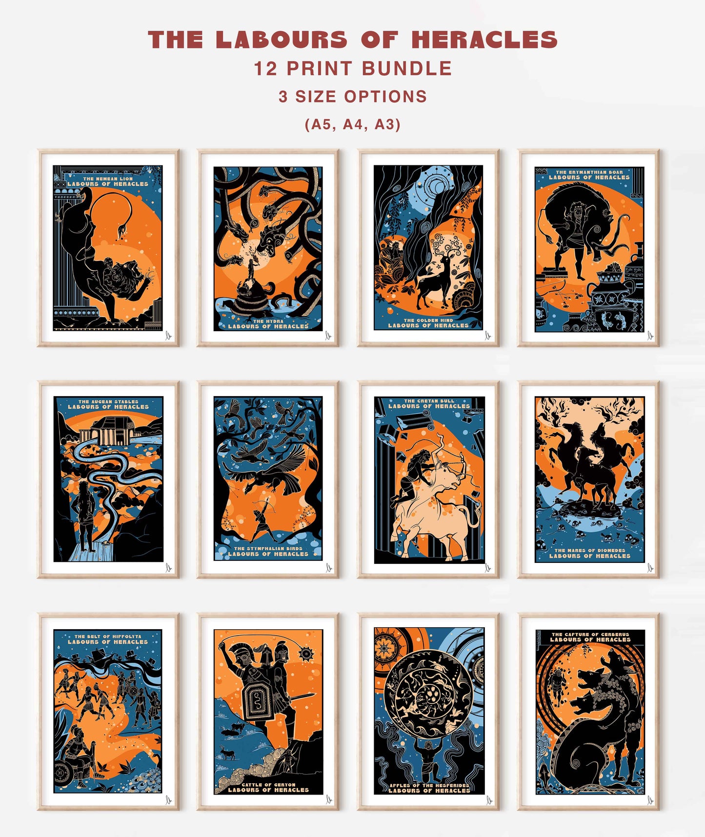 The Labours of Heracles, 12 Print Bundle Set