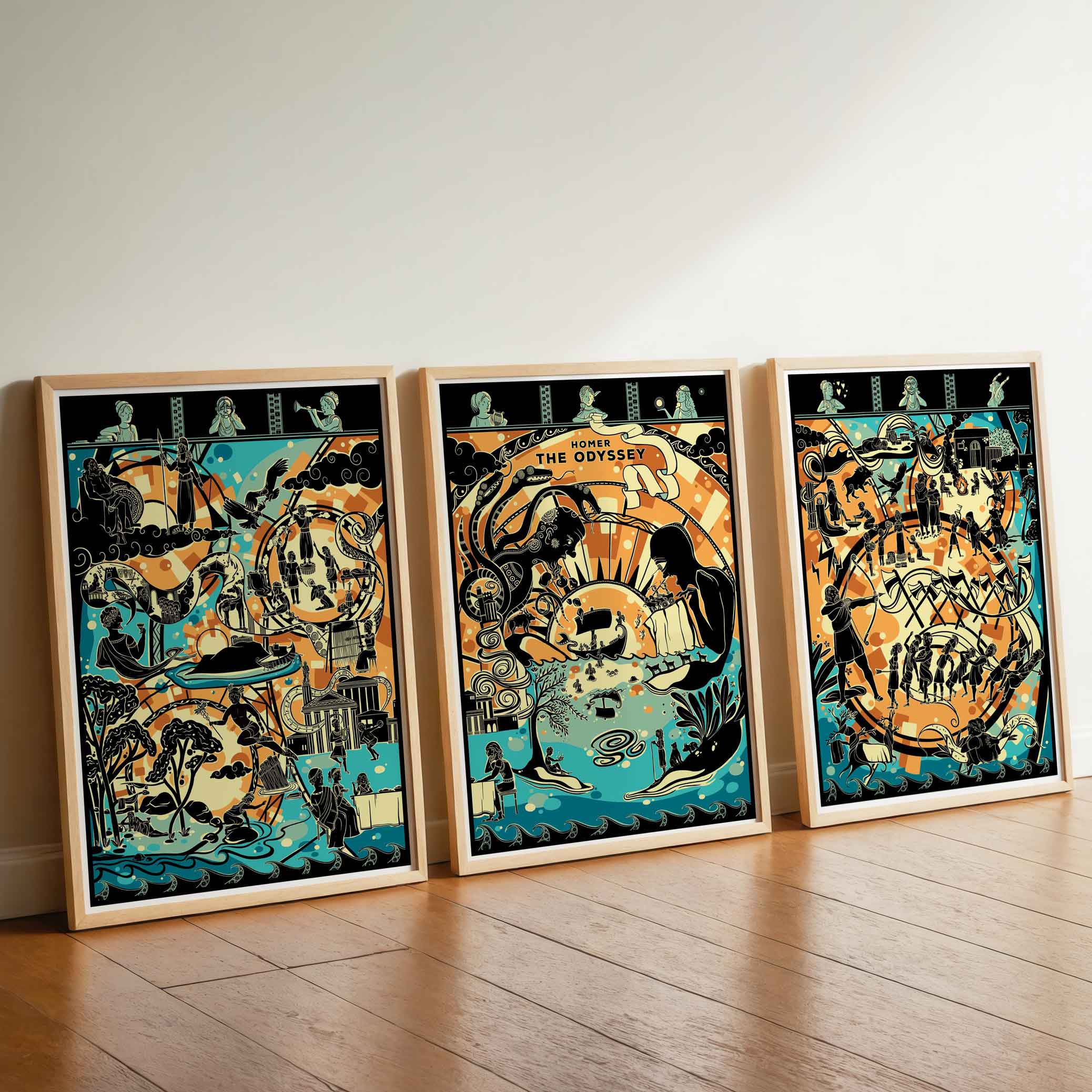 【在庫ラスト】Odyssey Genesys Edition 3点セット The Odyssey, Three Part Print Set - Greek Mythology Wall Art